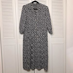 Vtg Breli Originals Dress Black White Geometric Pattern Buttons Retro